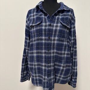 *WOOLRICH* Blue x Whiten Plaid Button Up Jacket Size Large